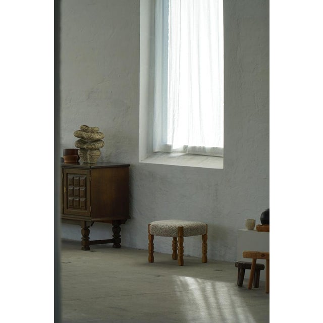 Mid-Century Modern Danish Oak Stools with Lambswool Upholstery from Henning Kjærnulf, 1950s, Set of 2 For Sale - Image 11 of 14