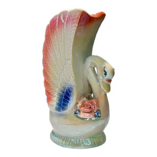 Vintage Lusterware Swan Shaped Vase For Sale