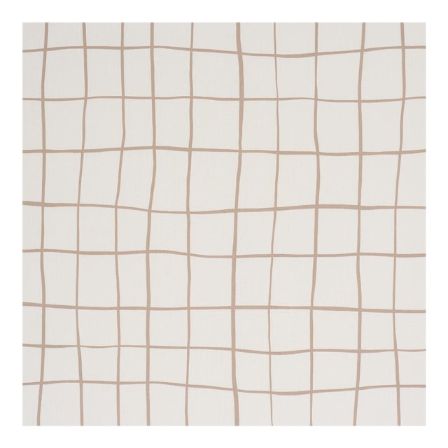 Schumacher X Miles Redd Painterly Windowpane Fabric in Neutral For Sale