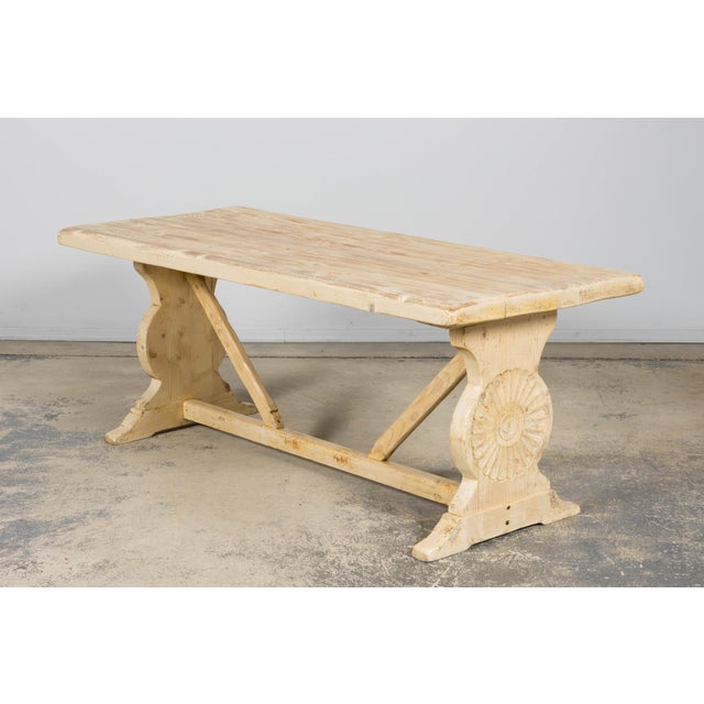 Antique White Late 19th Century French Provincial Bleached Pine Monastery Dining Table For Sale - Image 8 of 18