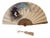 Large Romantic Pericón Fan in Painted Silk and Gilded and Silvered Wood, 1890s For Sale