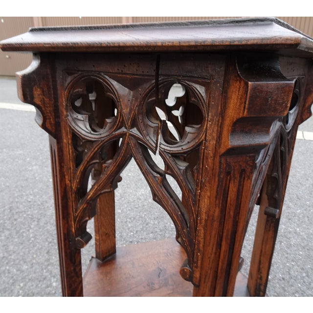 Antique Oak Gothic Pedestal, 1890s, in Good conditions. Designed 1890 to 1919