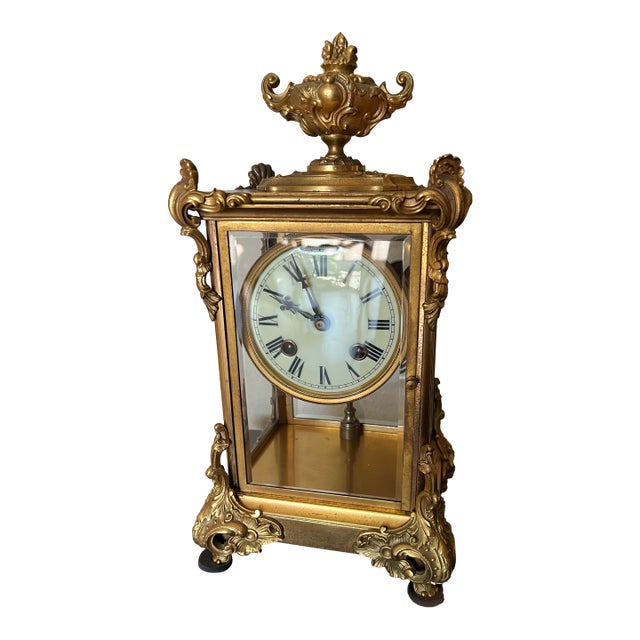 Vintage Ansonia Brass Mantle Clock For Sale