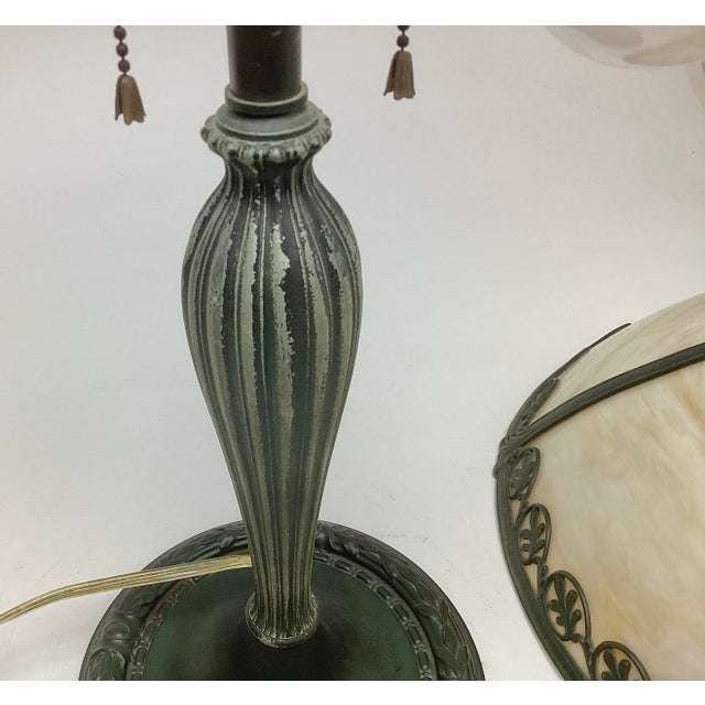 Early 20th Century Slag Glass Lamp Edward Miller & Co. For Sale - Image 4 of 11
