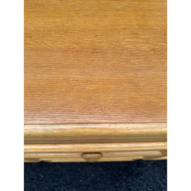 Mid 20th Century Modern Oak Credenza With Paneled Doors and Sculpted Base For Sale - Image 9 of 12