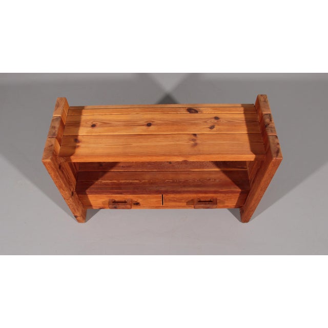 Scandinavian Brutalist Pine Cabinet by Hans Frydendal, 1970, in Flawless conditions. Designed 1970 to 1979 This piece has...