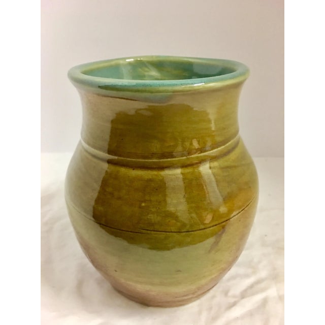 Vintage Ceramic Vase With Aqua Interior For Sale - Image 4 of 10