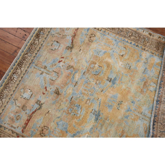 Baroque 1940s Sky Blue Peach Accent Persian Throw Rug - 3'5" x 4'8" For Sale - Image 3 of 6
