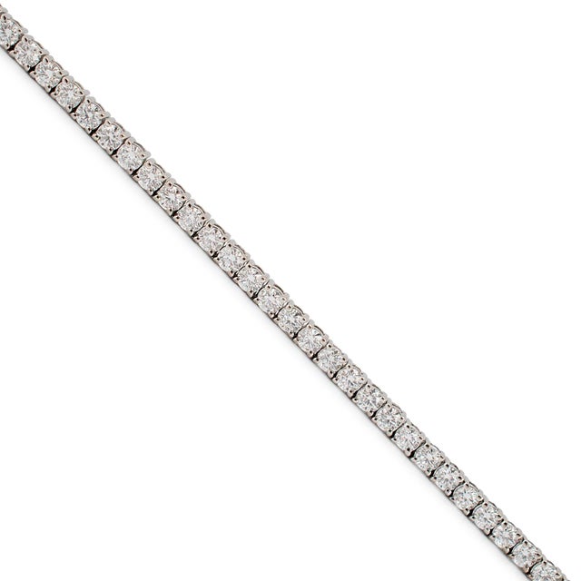 Metal 14k White Gold 4-Prong 9.83ctw Lab Grown Diamond Tennis Chain Necklace For Sale - Image 7 of 8
