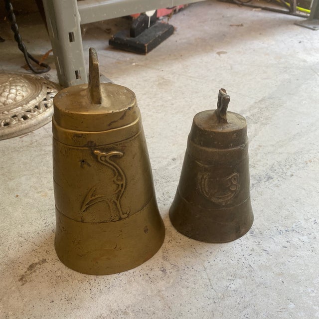 1970s Brass Bells With Bird Designs - Set of 2 For Sale - Image 10 of 10