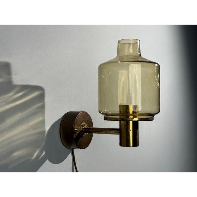 Mid-Century Modern Hans-Agne Jakobsson, Wall Light, Brass, Glass, Sweden, 1960s For Sale - Image 3 of 8