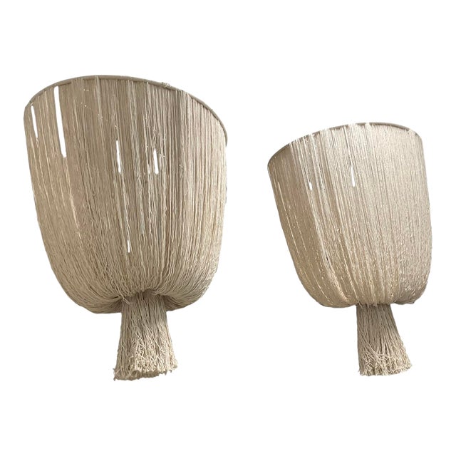 Pair of Very Large Cotton String Chandeliers For Sale