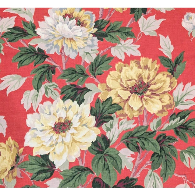 Mid-Century Modern Mid-Century Dorothy Draper–Inspired Peony Floral Cotton Fabric – 6 Yards For Sale - Image 3 of 7