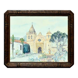 Carmel Mission Watercolor Landscape by Deanna DeChauron