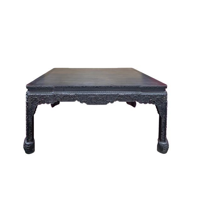 Oriental Dragons Relief Carving Rectangular Painting Console Table Desk For Sale - Image 4 of 13