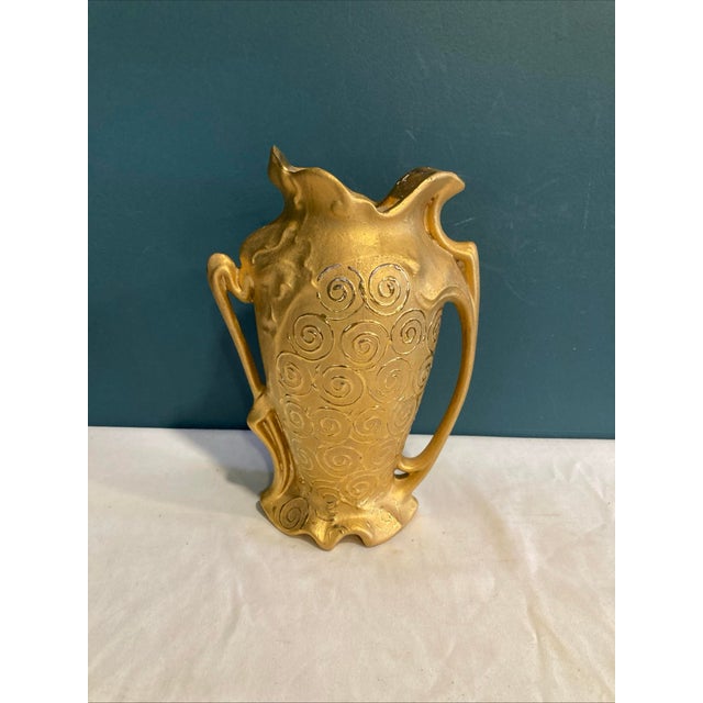 Vintage Ceramic Vase With 22k Gold For Sale - Image 9 of 10