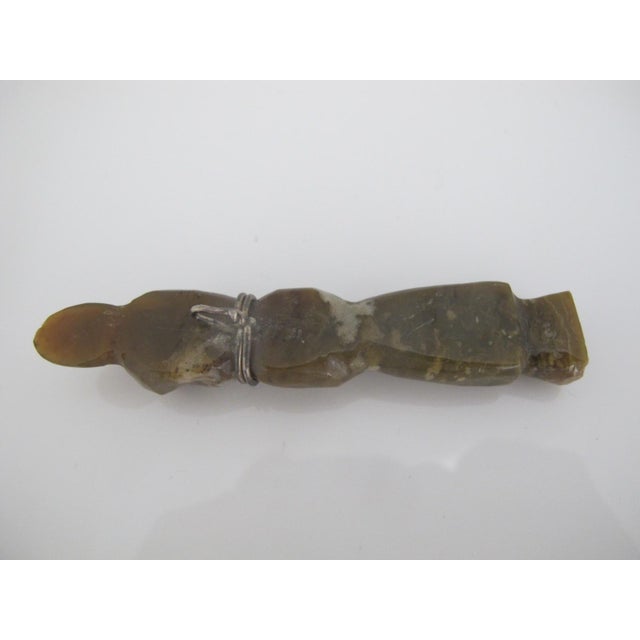Chinese Small Carved Jade Green Stone Figurative Attendant Amulet Figurine For Sale In Portland, OR - Image 6 of 7