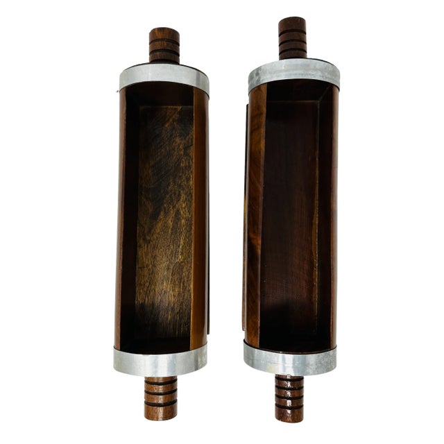 Vintage Tabletop Rolling Pin Planters or Spice Racks - a Pair For Sale - Image 11 of 13