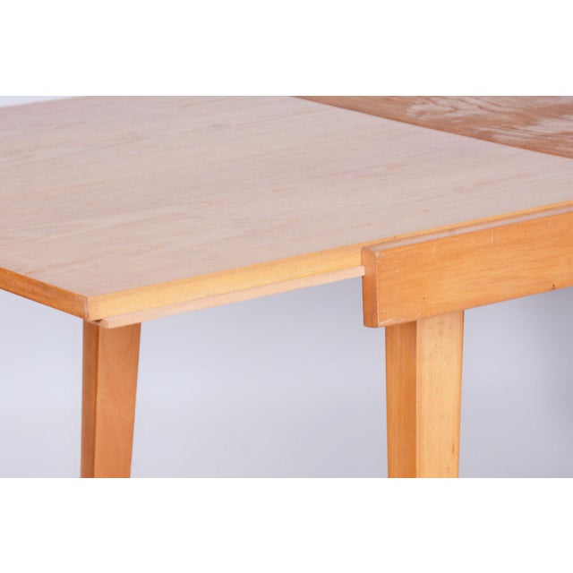 Mid-Century Czech Extendable Table in Beech and Ash attributed to Tatra Pravenec, 1950s For Sale - Image 4 of 17