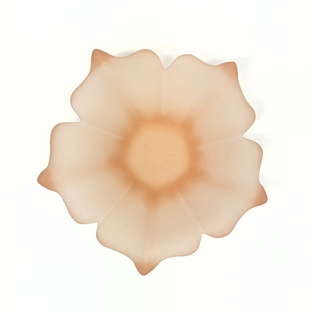 1980s 1980s Oversized Frosted Glass Lotus Bowl by Viking Glass For Sale - Image 5 of 7