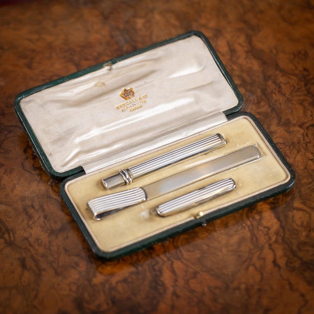 Antique English Silver and Enamel Desk Accessory Set, 1912, Set of 3 For Sale - Image 17 of 18