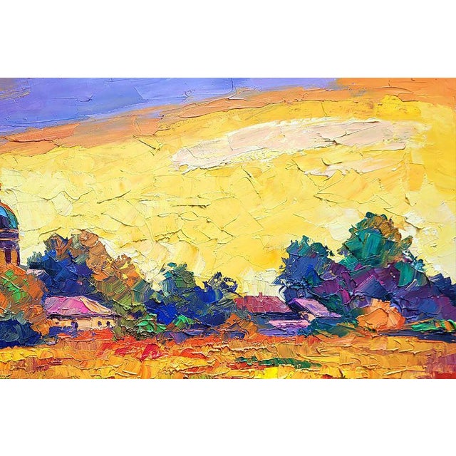 2020s Oil Painting Sunset Over the Village Boris Serdyuk For Sale - Image 5 of 7