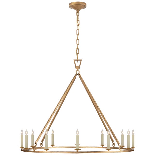 Darlana Large Single Ring Chandelier in Gilded Iron Designer: Chapman & Myers Canopy: 6" Round Mounting: Chain Shade...