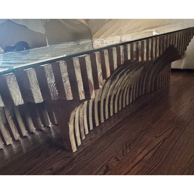 Contemporary Berman Rosetti for Mimi London “Arroyo” Sculptural Oak & Glass Waterfall Coffee Table — Commissioned Los Angeles, C. 2013 For Sale - Image 3 of 9