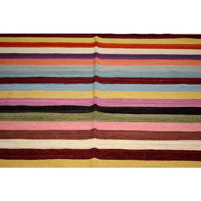 Islamic Afghan Modern Flatweave Kilim Wool Rug, 5'9''x8' For Sale - Image 3 of 4