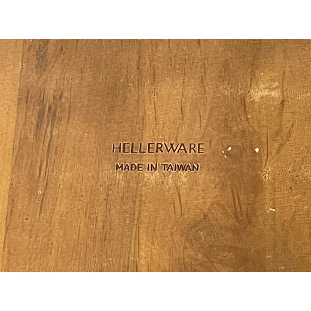 Vintage Hellerware Mid-Century Modern "Boomerang" Wood Cheese Board With Abstract Tile Inlay For Sale - Image 4 of 5