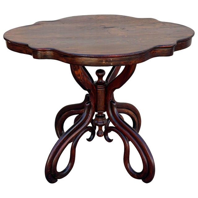 Late 19th Century Victorian Polished Oak Bent Wood Scrolling Salon Table by Thonet For Sale - Image 9 of 11