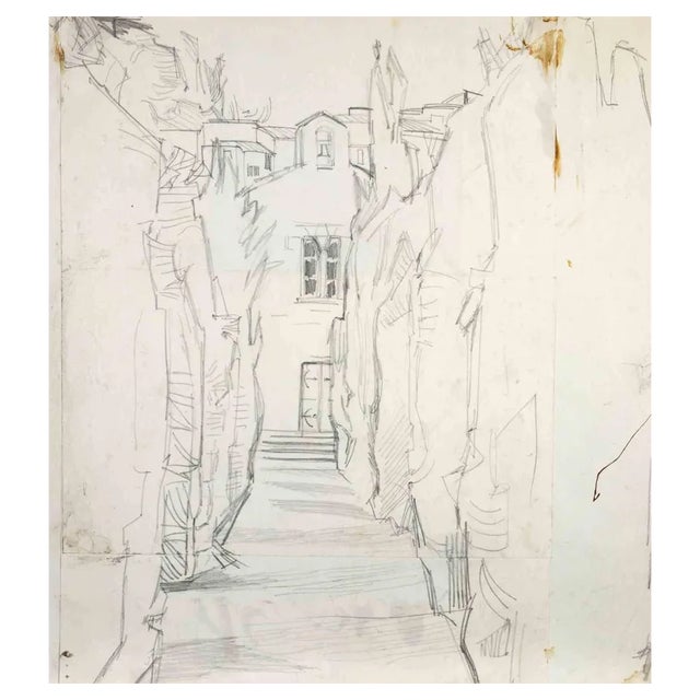Reynold Arnould, The Church, Pencil Drawing, 1970 For Sale
