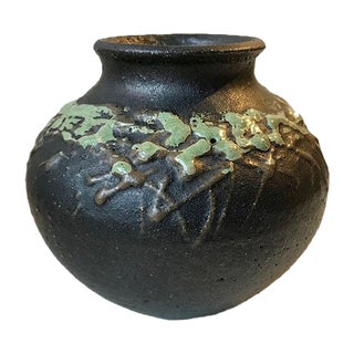 Black Nordic Fat Lava Vase by Palle Skat Nielsen, 1970s For Sale