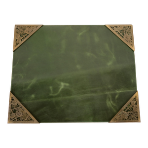 Tiffany Studios New York Grapevine Bronze Doré Blotter Corners With Leather Desk Blotter