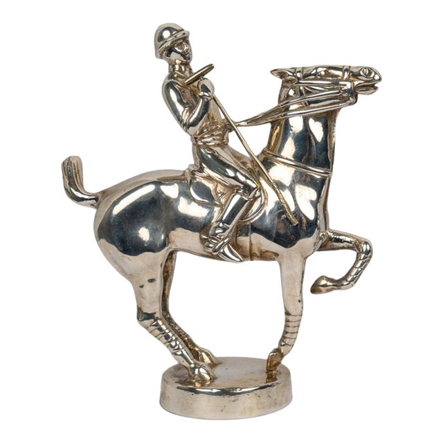 Silver-Plate English Polo Player Car Mascot For Sale