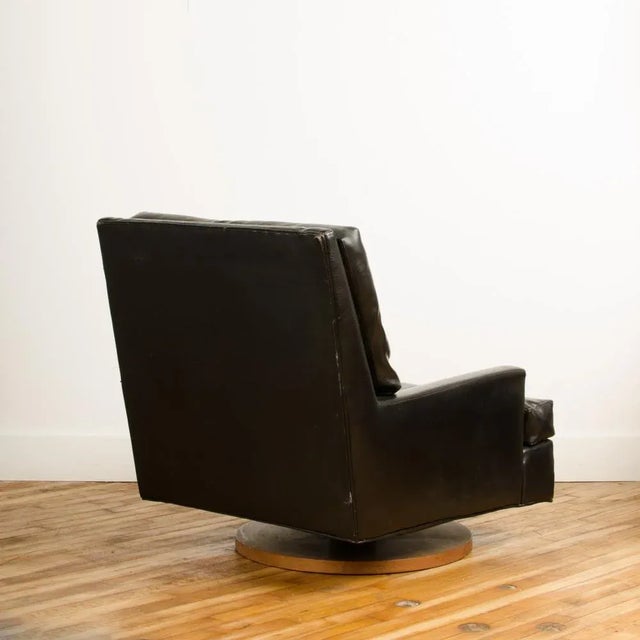 1950s Black Leather Reclining Lounge Chair With Ottoman Designed by Milo Baughman for James Inc Articulate Seating For Sale - Image 5 of 8