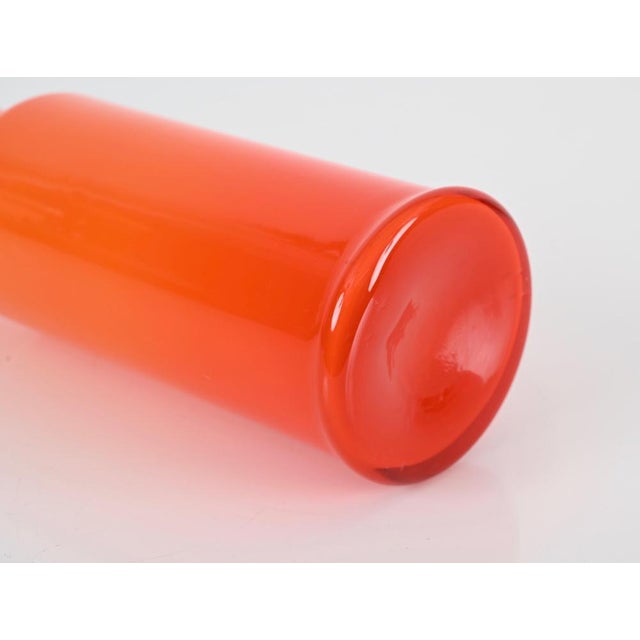 Orange Mid-Century Cased Vase in Orange Murano Glass, Italy, 1970s For Sale - Image 8 of 14
