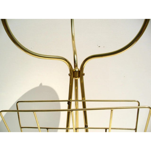 Italian Brass & Frosted Glass Console Table by Cesare Lacca for Fontana Arte, 1950s For Sale - Image 6 of 7