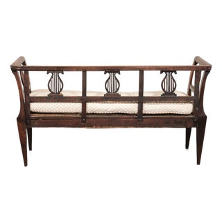 Italian 19th C. Lyre Splat Back Sofa Bench For Sale