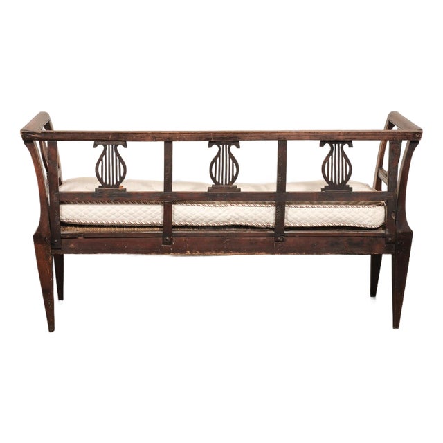 Italian 19th C. Lyre Splat Back Sofa Bench For Sale