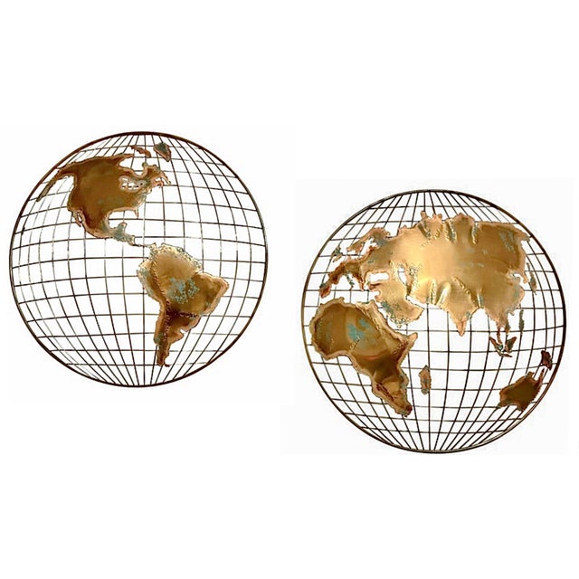 Iconic Curtis Jere World Globe Torch-Cut Brutalist Abstract Metal Art Brass Wall Sculpture, a Pair For Sale - Image 14 of 14