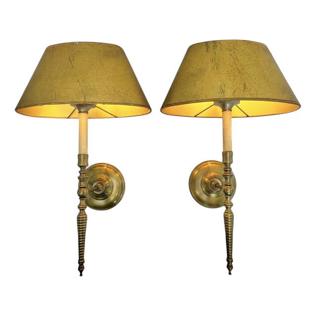 Vintage French Barley Twist Brass Wall Lights, 1970, Set of 2 For Sale