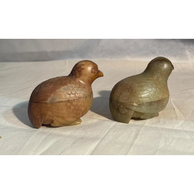 Jade Bird-Shaped Boxes, 19th Century, Set of 2 For Sale - Image 4 of 9