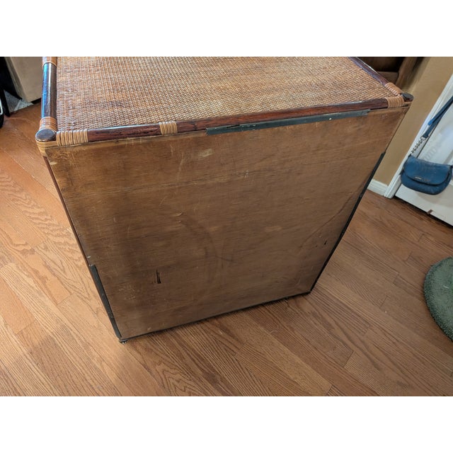 Brown Vintage Japanese Bamboo and Rattan Dresser Cabinet For Sale - Image 8 of 9