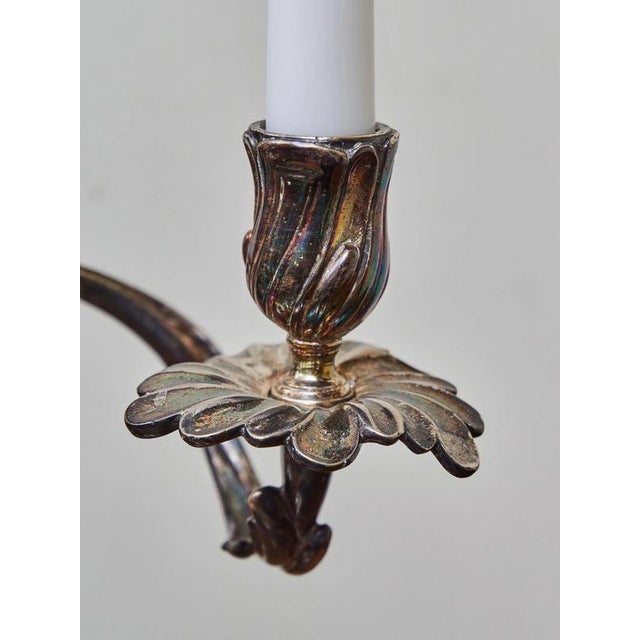 Silver-Plated Bronze 3-Armed Candelabras, Set of 2 For Sale - Image 6 of 10