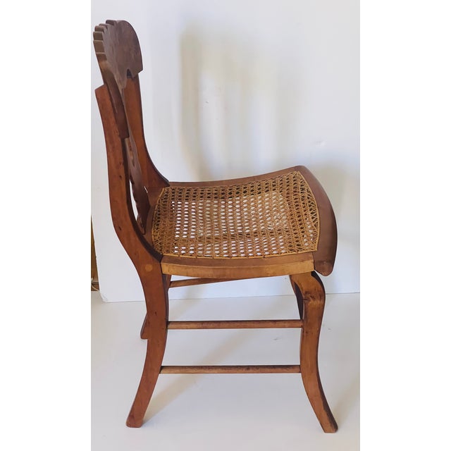 Antique Biedermeier Birds Eye Canned Chair With Lumbar Pillow For Sale - Image 4 of 6
