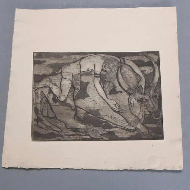 A collection of 4 James Joseph Kearns Expressionist lithographs depict figures in various settings, circa 1954 Measures:...