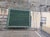 Mid-Century Modern Handmade Cotton Flat Weave Area Rug, Forest Green and Teal Blue Scalloped Dhurrie - 4'x6' For Sale - Image 3 of 6