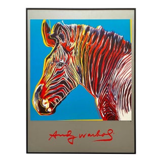 Andy Warhol Foundation Vintage 1999 Lithograph Print Framed Pop Art Poster " Endangered Species : Grevy's Zebra " 1983 For Sale