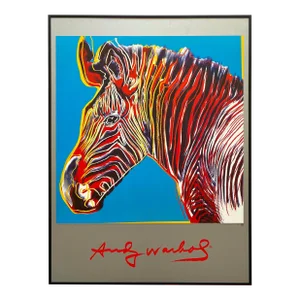 Andy Warhol Foundation Vintage 1999 Lithograph Print Framed Pop Art Poster " Endangered Species : Grevy's Zebra " 1983